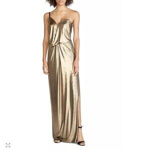 HALSTON HERITAGE One Shoulder Metallic Gown Size 0 /.XS